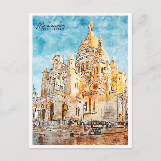 モンマルトルフランスヴィンテージ旅行水の色 ポストカード (正面)