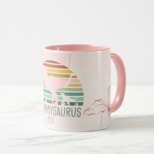 モンミサウルス恐竜のプレゼント誕生日ママディーノ マグカップ (正面右)