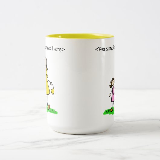 モンミー&メブルネット小さな女の子カスタムギフトマグ ツートーンマグカップ (中央)