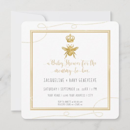 モンメットビー金ゴールドグリッターイエローベビー招待状 招待状 (正面)