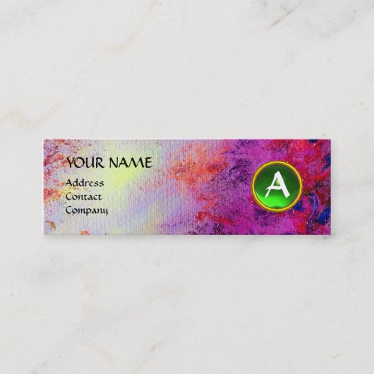 モンモノグラム明るい明るい赤紫色パープルグリーン スキニー名刺 (正面)