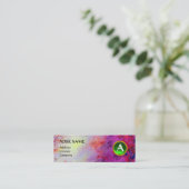 モンモノグラム明るい明るい赤紫色パープルグリーン スキニー名刺 (スタンド正面)