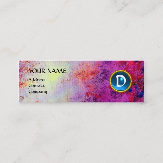 モンモノグラム明るい明るい赤紫色パープルブルー スキニー名刺 (正面)