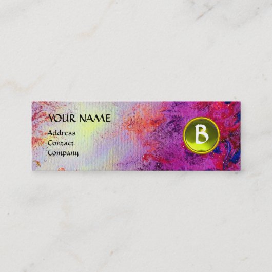 モンモノグラム明るい明るい赤紫色紫色の黄色 スキニー名刺 (正面)