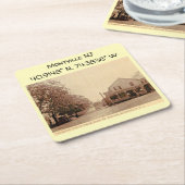 モンヴィルNJマップ座標ヴィンテージスタイル スクエアペーパーコースター (アングル)