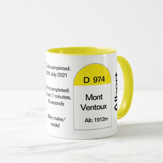 モンヴェントウフランスのクス、ロードマーカー、ロードバイク、クライム マグカップ (正面右)