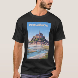 モン・サン・ミシェル イラスト 旅行 アート ヴィンテージ Tシャツ