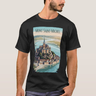 モン・サン・ミシェル フランス イラスト 旅行アート Tシャツ