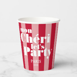 モン・シェリー Let's Party チェリー レッド ボールド ストライプ 紙コップ