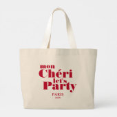 モン・シェリー Let's Party チェリー レッド ボールド ラージトートバッグ (裏面)