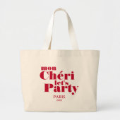 モン・シェリー Let's Party チェリー レッド ボールド ラージトートバッグ (正面)