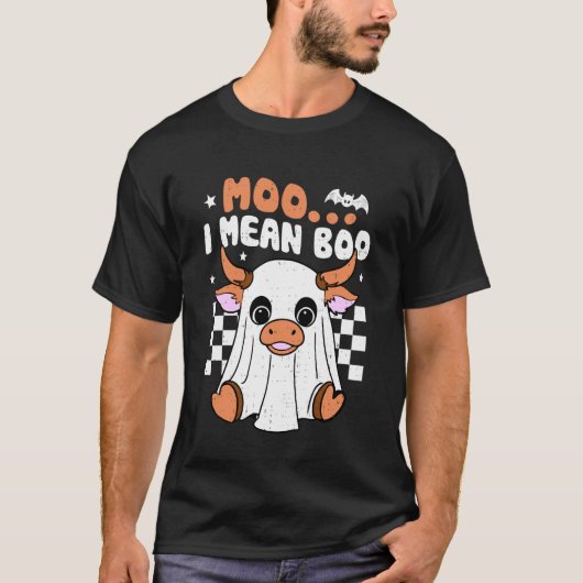 モーでもブーでも Funny Cow Ghost スプーキー ハロウィン コーデ Tシャツ (正面)