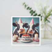 モーもう終わりだ！牛の誕生日、農園の誕生日招待状 カード (スタンド正面)