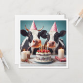 モーもう終わりだ！牛の誕生日、農園の誕生日招待状 カード (正面/裏面インサイチュ)