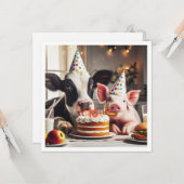 モーもう終わりだ!牛の誕生日、農園の誕生日招待状 カード (正面/裏面インサイチュ)