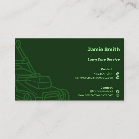 モーア概要カスタムダークグリーン芝生メンテナンス 名刺 (裏面)