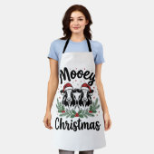 モーイークリスマスコーデュアルヴィンテージ彫刻Tシャツデザイン エプロン (着用した状態)