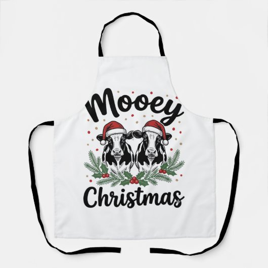 モーイークリスマスコーデュアルヴィンテージ彫刻Tシャツデザイン エプロン (正面)