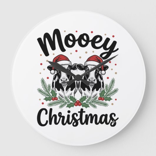モーイークリスマスコーデュシャツデザイン ラージ壁時計 (正面)