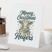 モーイークリスマス・ヒファー 楽しい牛のクリスマスデザイン 台座サイン (インサイチュ)