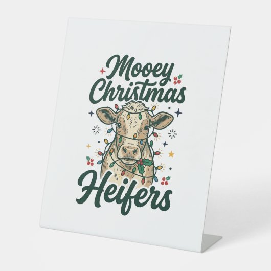 モーイークリスマス・ヒファー 楽しい牛のクリスマスデザイン 台座サイン (正面)