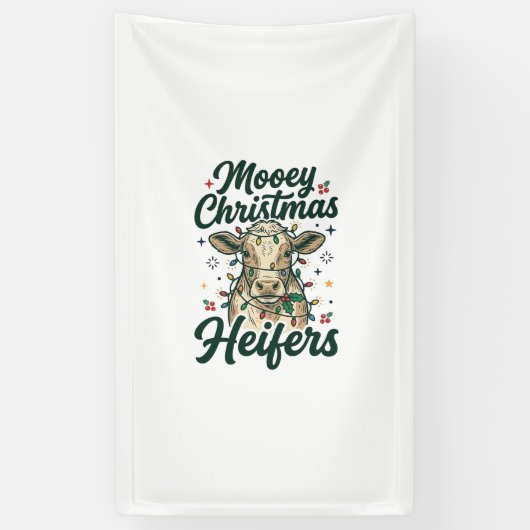 モーイークリスマス・ヒファー 楽しい牛のクリスマスデザイン 横断幕 (縦)