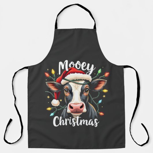 モーイークリスマス 楽しいクリスマスの牛 牛好きのためのギフト エプロン (正面)