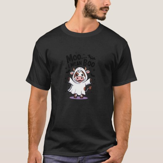 モーウ2026 つまりはブー 可愛い牛 ハロウィン Tシャツ (正面)