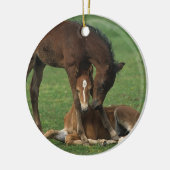 モーガンの子馬の遊ぶこと セラミックオーナメント (左)