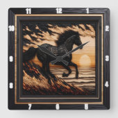 モーガンショアスプリント:テクスチャードバーニングスタイル スクエア壁時計 (正面)