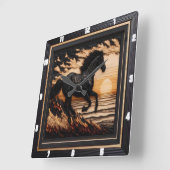 モーガンショアスプリント:テクスチャードバーニングスタイル スクエア壁時計 (傾斜)