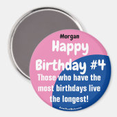 モーガンハッピーバースデー#4ガールマグネット マグネット (正面/裏面)