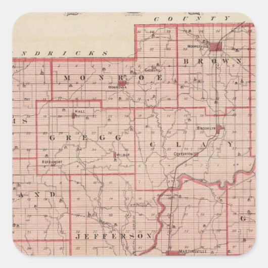 モーガン県の地図とモーレスビル スクエアシール (正面)