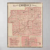 モーガン県の地図とモーレスビル ポスター (正面)