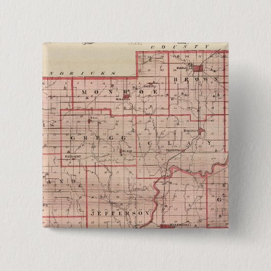 モーガン郡とムーアビルの地図 缶バッジ (正面)