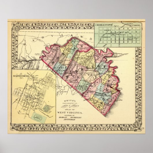 モーガン、バークレー、ジェファーソン郡の地図 ポスター (正面)