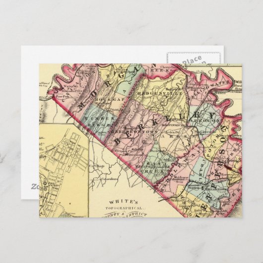 モーガン、バークレー、ジェファーソン郡の地図 ポストカード (正面/裏面)