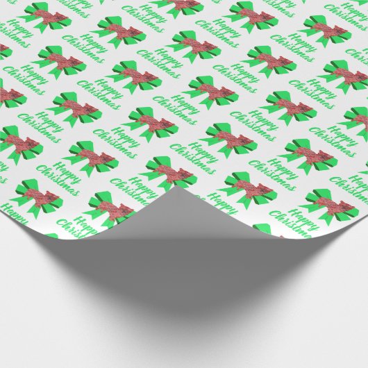 モーキーキュートクリスマスシルエット犬&ボウホワイト ラッピングペーパー (角)