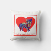 モーキーシルエット犬赤いハート母の日 クッション (正面)