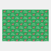 モーキーテリアドッグシルエットグリーンウメリーォーフマス ラッピングペーパーシート (正面)