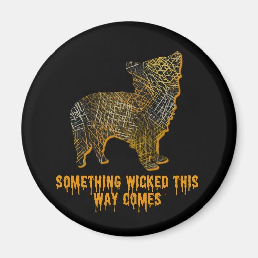 モーキーデザイナードッグシルエットおもしろいハロウィーン マグネット (正面)