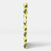 モーキードッグかわいいシルエットグリッドイエロー iPhoneケース (右側面)