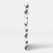 モーキードッグかわいいシルエットグリッドホワイト iPhoneケース (右側面)