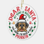 モーキードッグサンタクリスマス名前をカスタムする セラミックオーナメント (左)