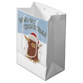 モークリスマスかわいいシャギーのハイランド牛サンタ ミディアムペーパーバッグ (正面アングル)