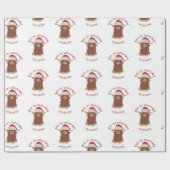 モークリスマスかわいいシャギーのハイランド牛サンタ ラッピングペーパー (フラット)