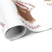 モークリスマスかわいいシャギーのハイランド牛サンタ ラッピングペーパー (ロールコーナー)