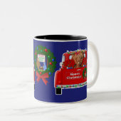 モークリスマスの小さな赤トラック ツートーンマグカップ (正面右)