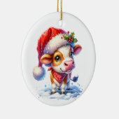 モークリスマス | サンタ・ハットの牛 セラミックオーナメント (右)
