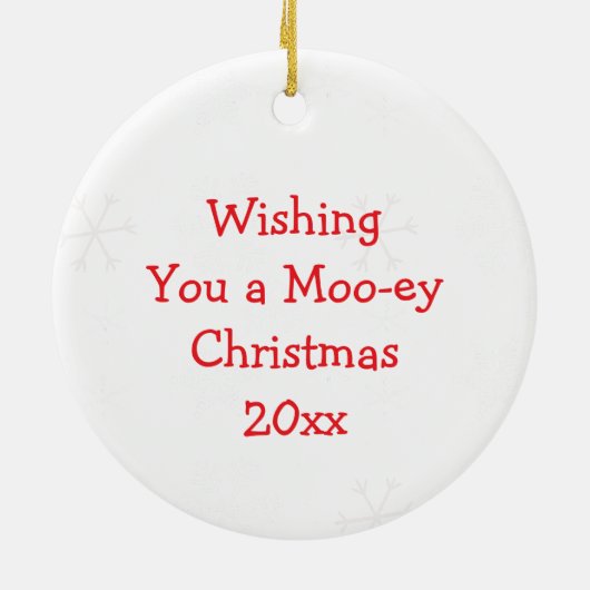 モークリスマス | サンタ・ハットの牛 セラミックオーナメント (裏面)